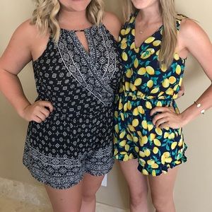 Navy and white romper